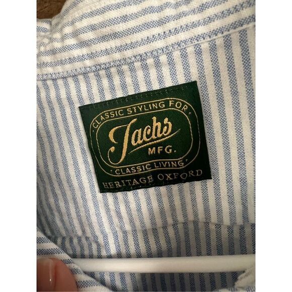 Jachs NY NWT Button Down Shirt Mens Blue Stripe long sleeve sz S - Picture 3 of 7